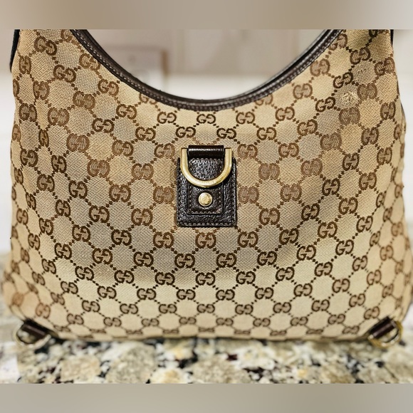 GUCCI Abbey Brown GG Logo D-Ring Bag 💯 AUTHENTIC - Picture 2 of 16